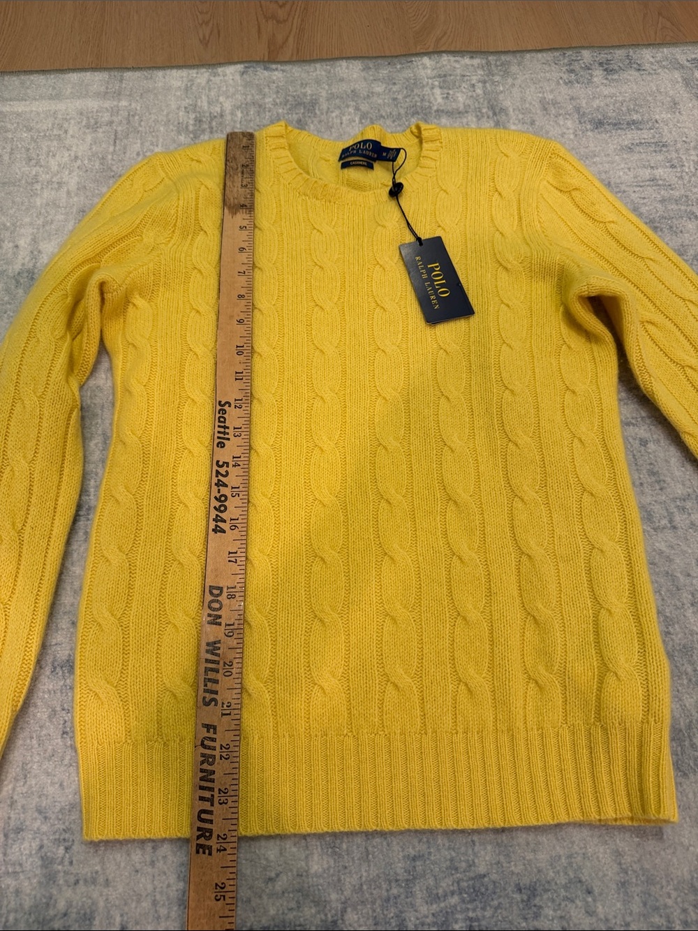 NWT Polo Ralph Lauren 100% cashmere women’s sweater size medium yellow - Picture 3 of 6